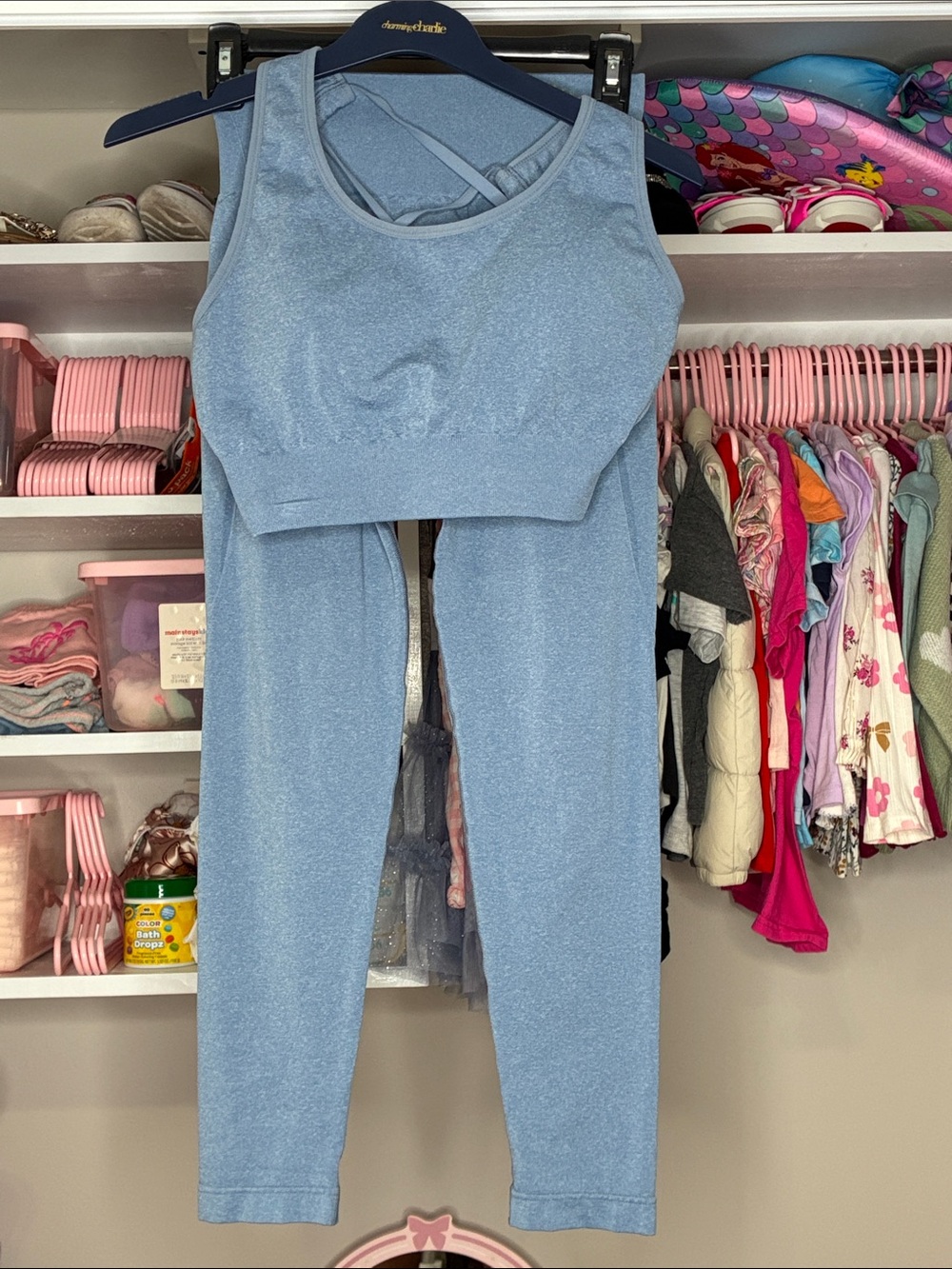 Light Blue Women's Active Set - Crop Tank & Leggings